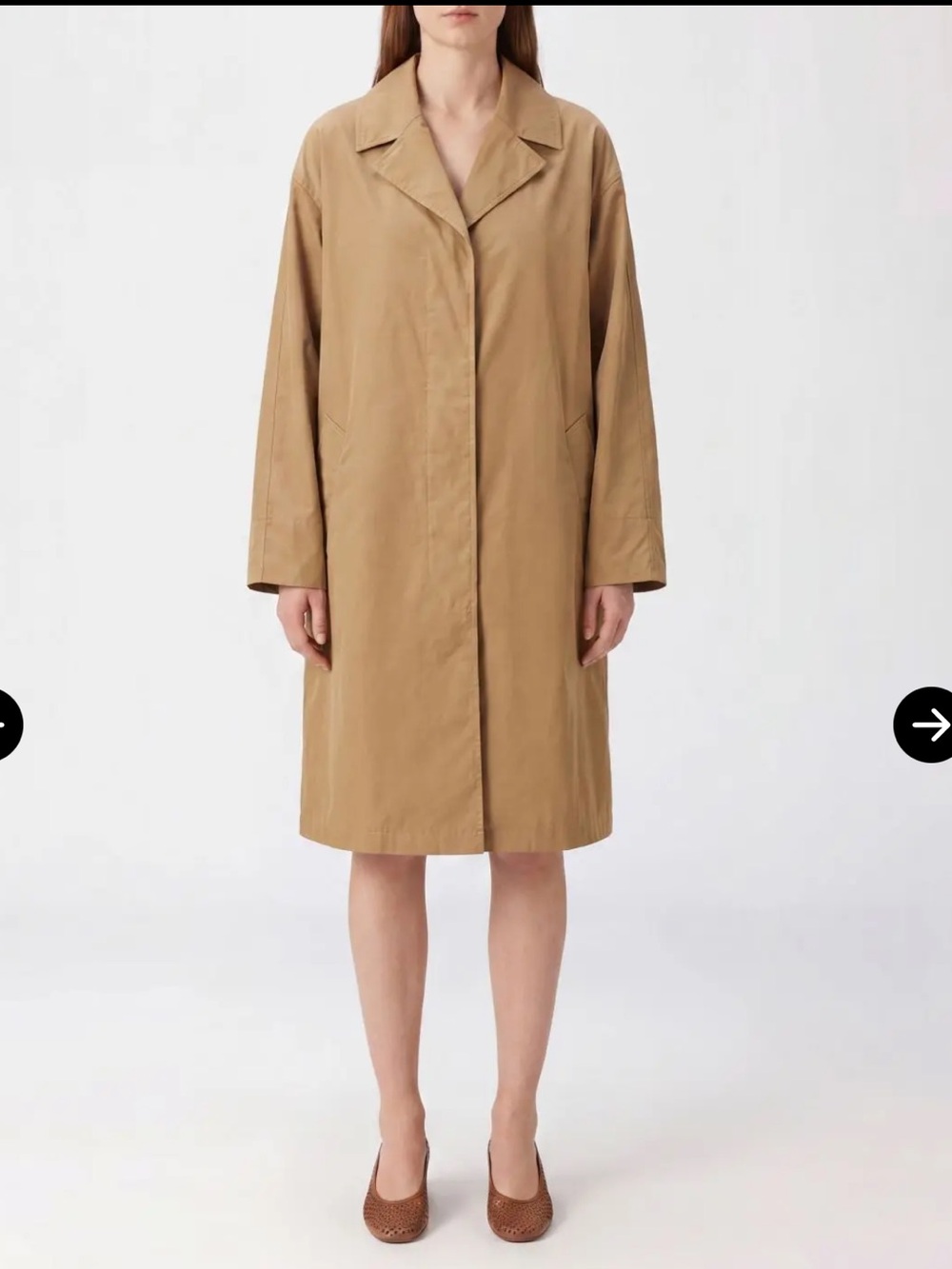 OOF WEAR Trench Coat Single-Breasted Knee-Length Nylon Lapel Collar in Tan Brown